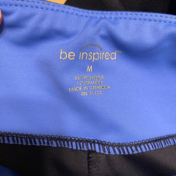 Y2K 2 Pc Be Inspired Tank Top & Yoga Capri Pants Set Floral Blue Black M - Picture 6 of 10